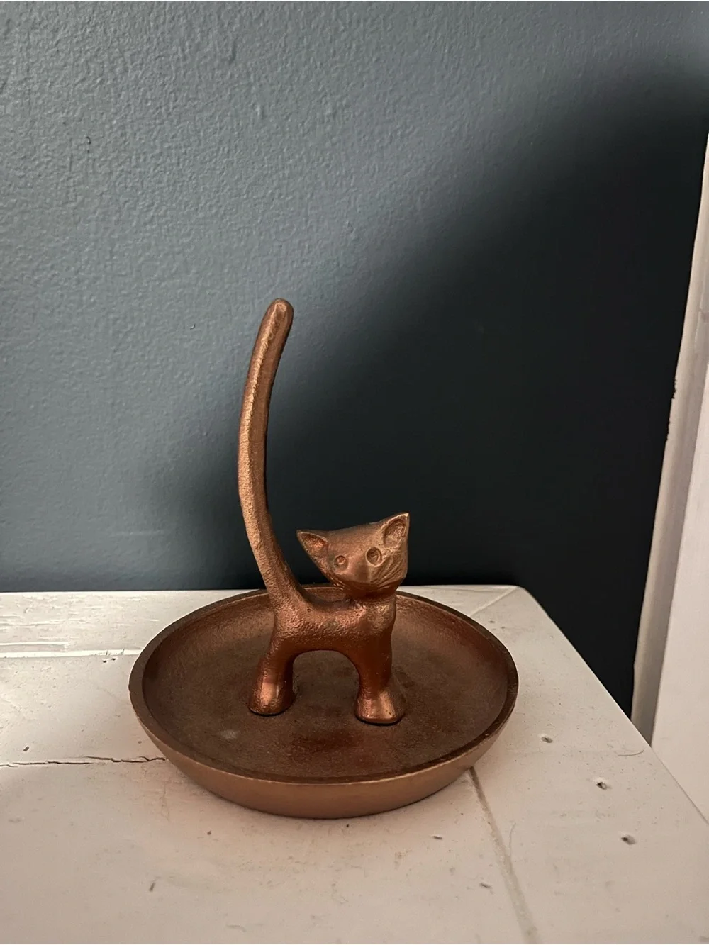 Copper Cat Ring Dish Jewelry Holder